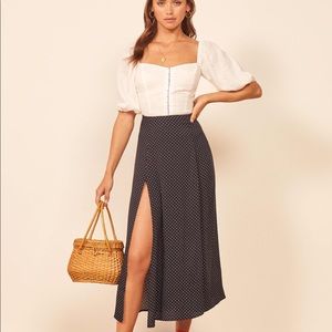 NWT Reformation Zoe MIDI Skirt Dot Petite 2P